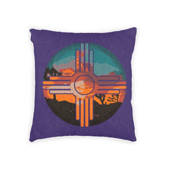 Discover New Mexico Zia Symbol And Landscape Art Woven Pillows Woven Pillows