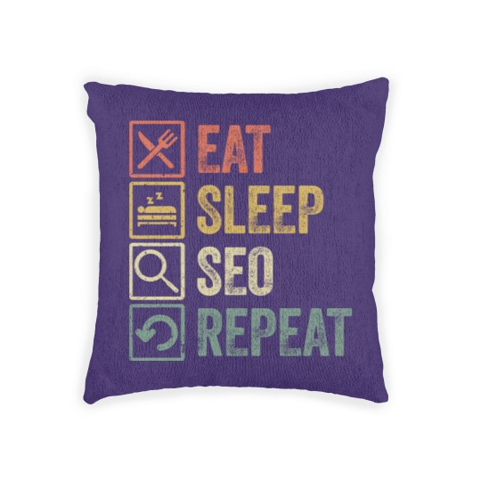 Discover Funny eat sleep seo repeat retro vintage gift11 Woven Pillows