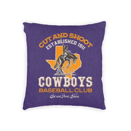 Discover Cow Cut and Shoot Texas Cowboys Retro Minor League Baseball Team Mooey Heifer Woven Pillows
