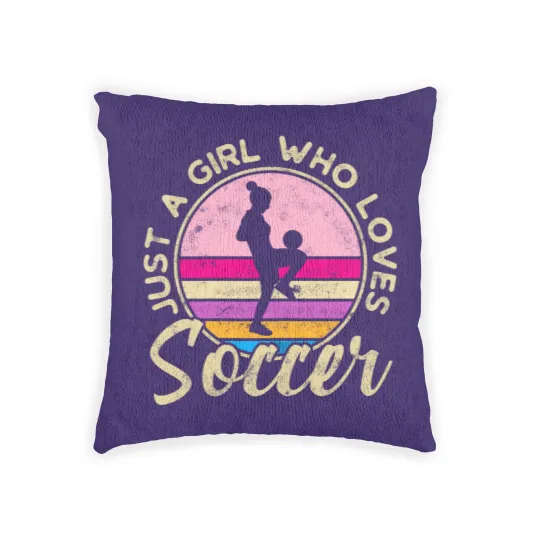 Discover just a girl who loves soccer women retro vintage soccer t Woven Pillows