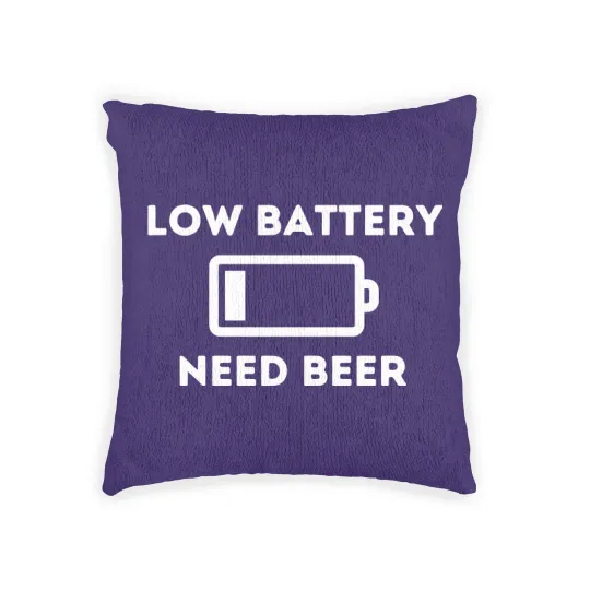 Discover Low Battery Need Beer Woven Pillows