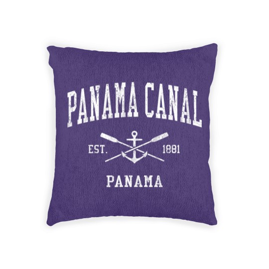 Discover panama canal vintage crossed oars boat anchor sports Woven Pillows