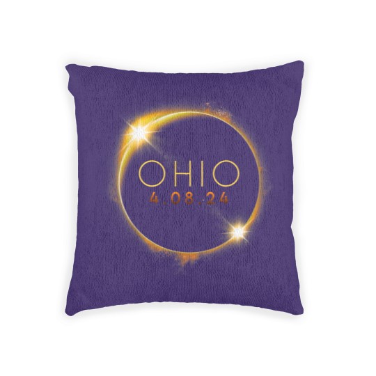 Discover Solar Eclipse 2024 State Ohio Total Solar Eclipse Woven Pillows
