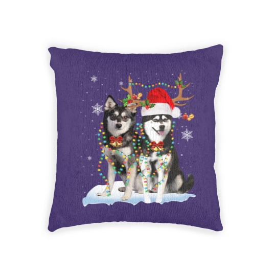 Discover Alaskan Klee Kai Christmas Tree Lights Reindeer Xmas Pajama 151 Woven Pillows