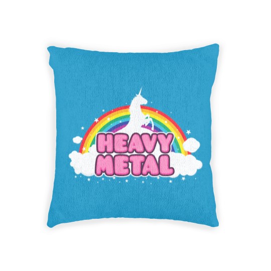 Discover HEAVY METAL! (Funny Unicorn / Rainbow Mosh Parody Woven Pillows