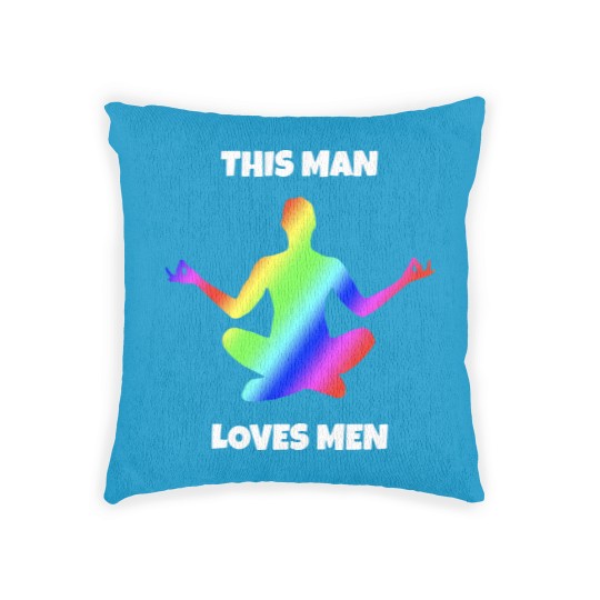 Discover This Man loves Men rainbow colors gay men Woven Pillows