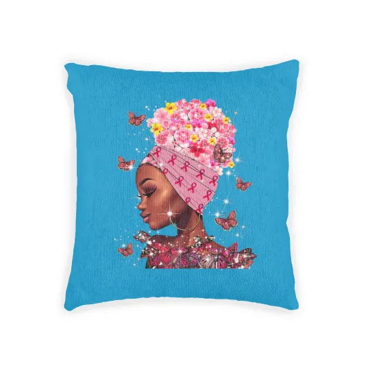Discover In October We Wear Pink Black Woman Breast Cancer Awareness Woven Pillows