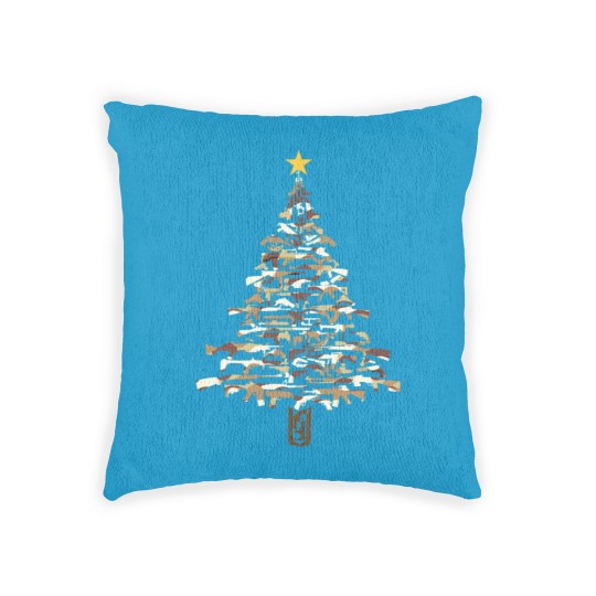 Discover Guns Christmas Tree -Camo Print Xmas  Woven Pillows