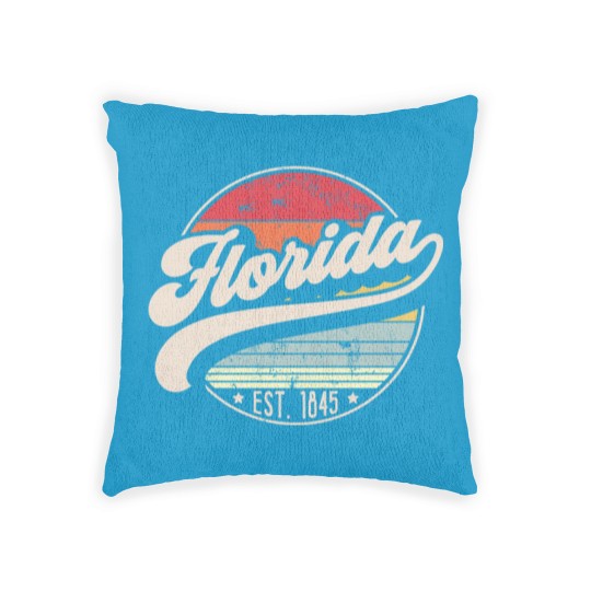 Discover Retro Florida Home State FL Cool 70s Style Sunset Woven Pillows