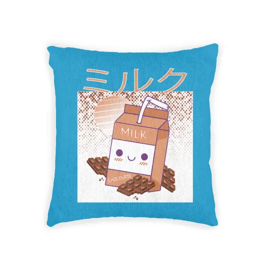 Discover Retro 90s Japanese Kawaii Chocolate Milk Shake Carton Woven Pillows