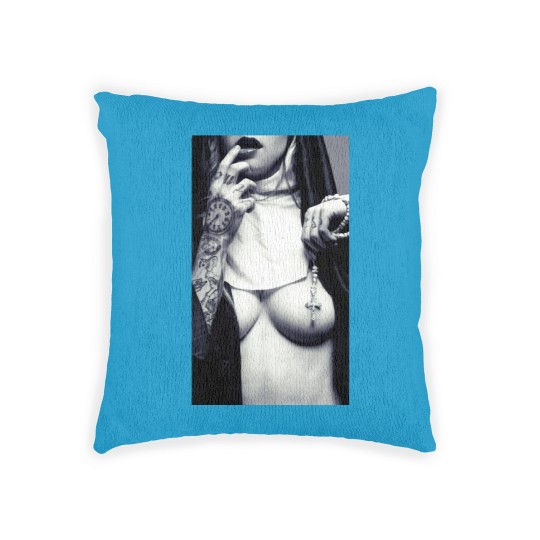 Discover Sexy Nun Woven Pillows Cross Tattoo Funny Novelty