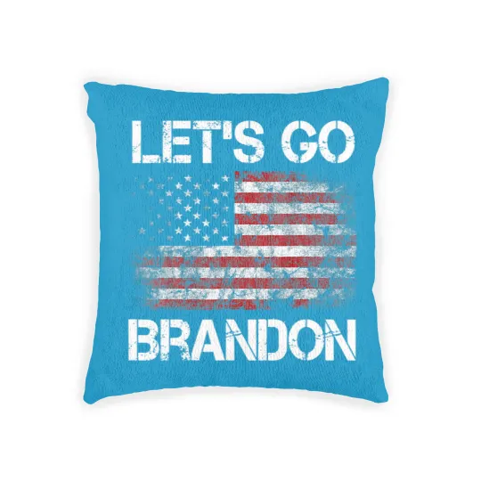Discover Let's Go Brandon Vintage American Flag Patriotic on back Woven Pillows