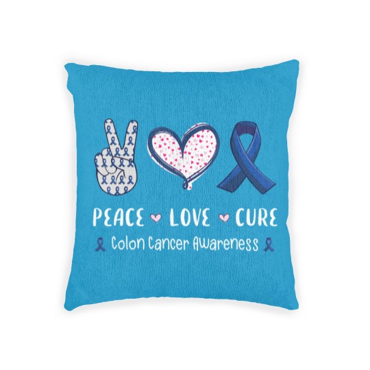 Discover Love Colon Woven Pillows Peace Love cure Colon cancer awareness