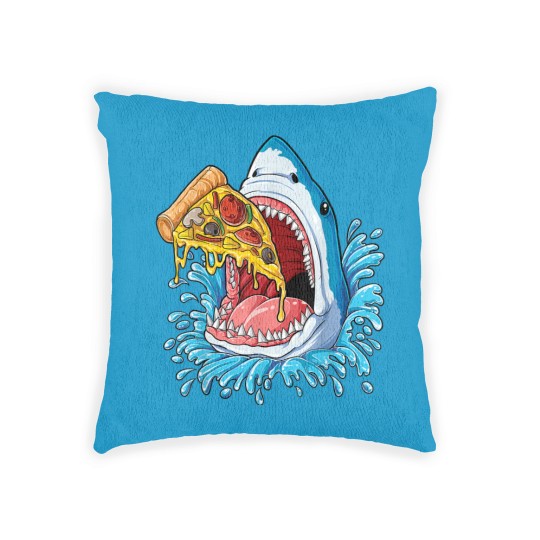 Discover Pizza Eating Shark Woven Pillows Kids Boys Food Lovers Jawsome Woven Pillows Woven Pillows
