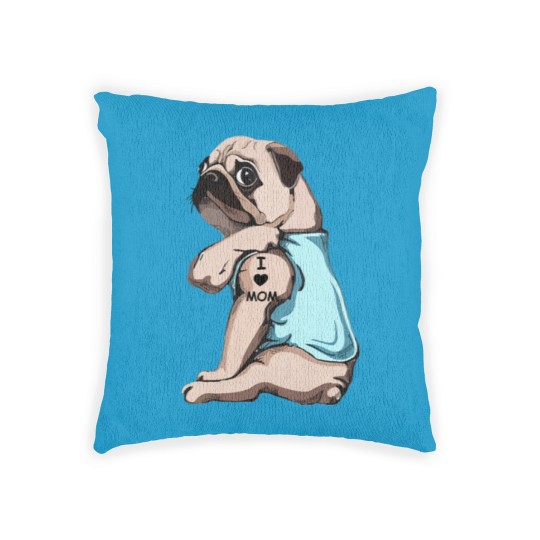 Discover Pug Dog I Love Mom Woven Pillows