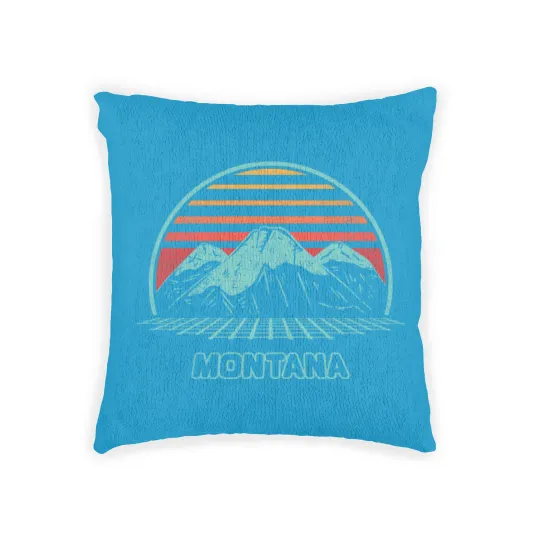 Discover Montana Retro Mountain Hiking 80s Style Woven Pillows