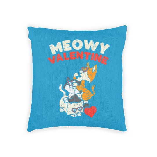 Discover Meowy Valentine Cats Kitten Cat Valentines Day Woven Pillows