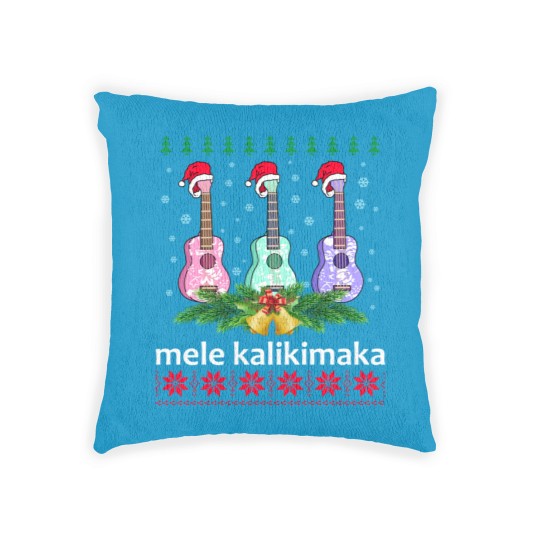 Discover Mele Kalikimaka Woven Pillows Ukulele Guitar Hawaii Christmas Woven Pillows