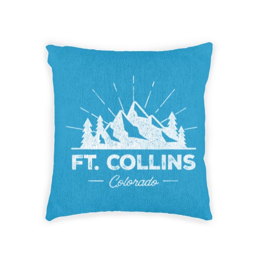Discover Ft Fort Collins Colorado CO Woven Pillows Vintage Hiking Retro Woven Pillows