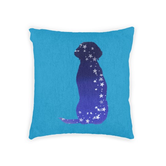 Discover Cosmic dog silhouette in blue with stars Woven Pillows