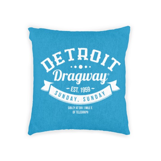 Discover Detroit Dragway Sunday Sunday Woven Pillows