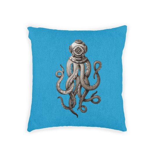 Discover Retro Fashion SCUBA Diver Weird Killer Octopus Woven Pillows