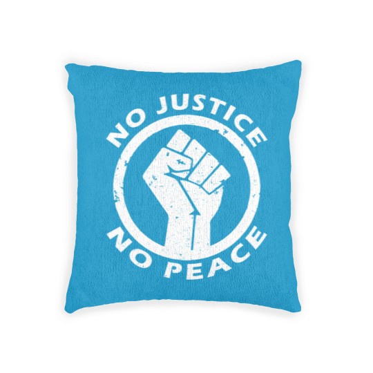 Discover no justice no peace Woven Pillows
