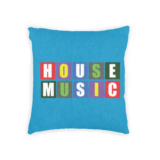 Discover House Music Blocks Blk Woven Pillows
