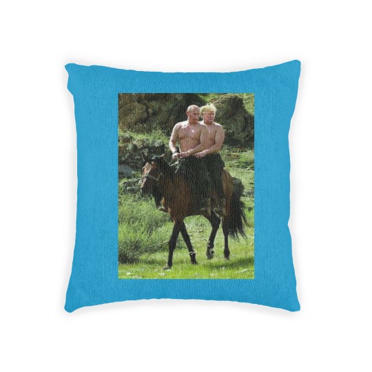 Discover Trump Putin Meme Woven Pillows Russian Putin Riding A Horse With Donald Trump Meme