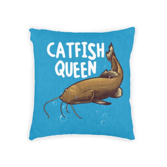 Discover Funny Catfishing Art Women Mom Catfish Queen Fishing Hunters Premium Woven Pillows