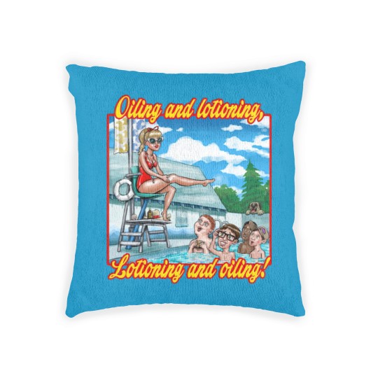 Discover Oiling and Lotioning - TEXT - The Sandlot - Woven Pillows