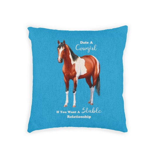 Discover Date A Cowgirl Bay Paint Horse - Horses - Woven Pillows