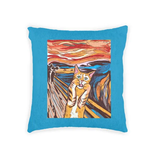 Discover Scream Woven Pillows Funny Tabby Cat Scream Edvard Munch's Painting The Scream