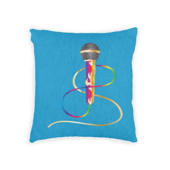 Discover stylish microphone with rainbow handle Woven Pillows