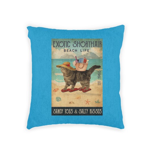 Discover Beach Life Sandy Toes Exotic Shorthair cat gift Woven Pillows
