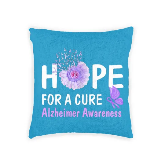 Discover Hope For A Cure Alzheimer's Awareness Flower Gift Woven Pillows