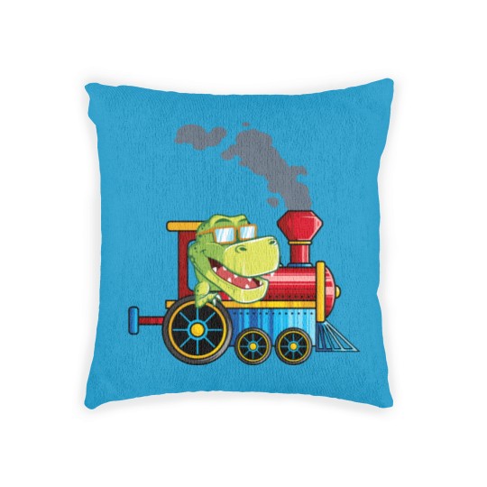 Discover Funny Dinosaur Riding A Train Tyrannosaurus Dino B Woven Pillows