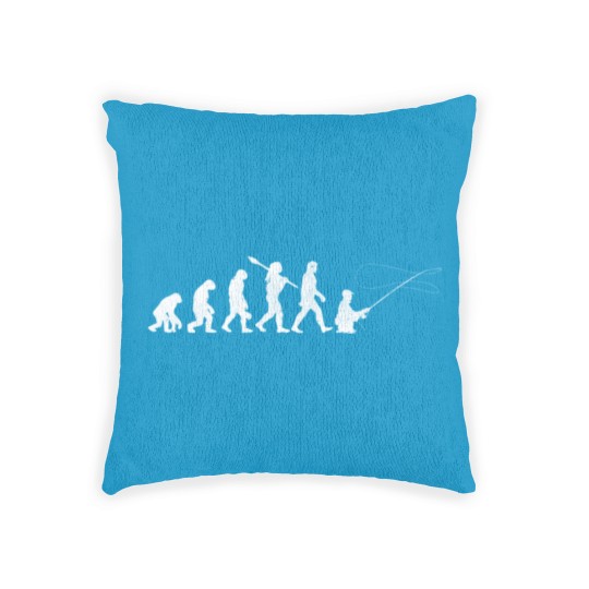 Discover Evolution of Man Fly Fishing Outdoor Hobby Family Woven Pillows