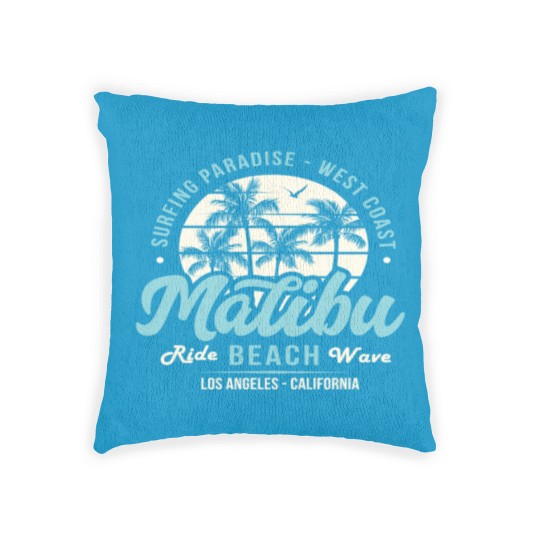 Discover Surfing Paradise Malibu Beach Ride Wave Woven Pillows