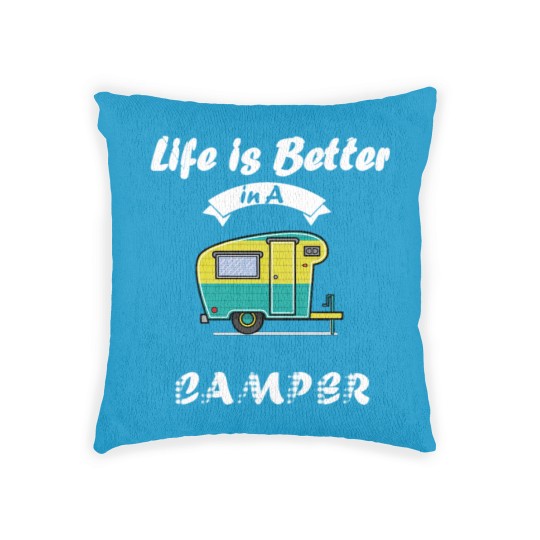 Discover Happy Life in Camper - camping Woven Pillows