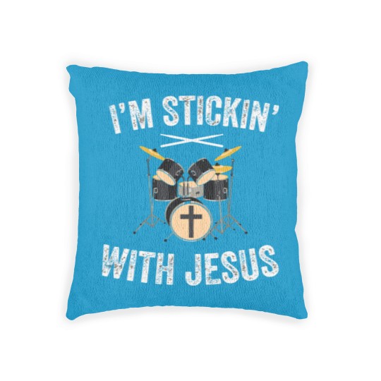 Discover I'M Stickin With Jesus Christian Drummer Drum Stic Woven Pillows