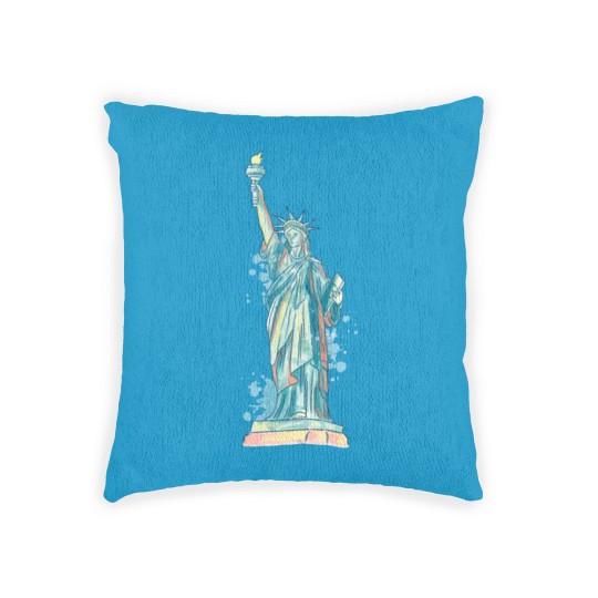 Discover Statue of Liberty in watercolor Woven Pillows