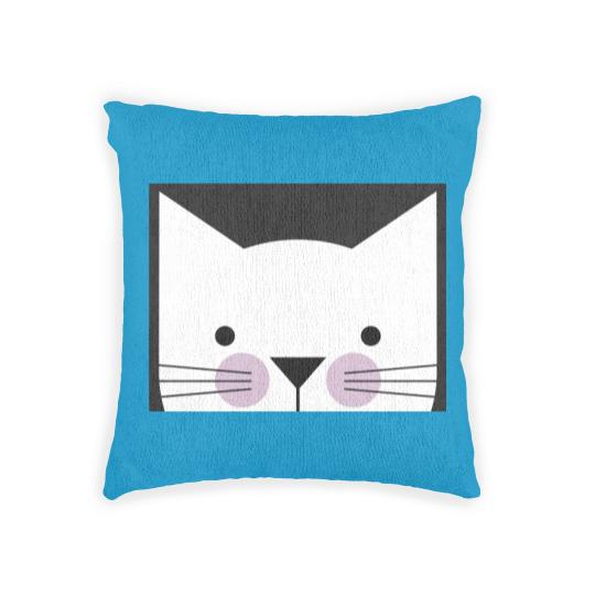 Discover Peek-a-Boo Kitty, Black and White with Lavender Cheeks - Cats - Woven Pillows