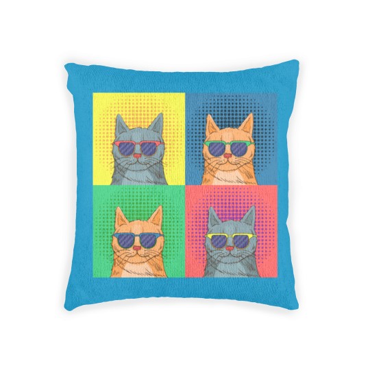 Discover cat pop art Woven Pillows