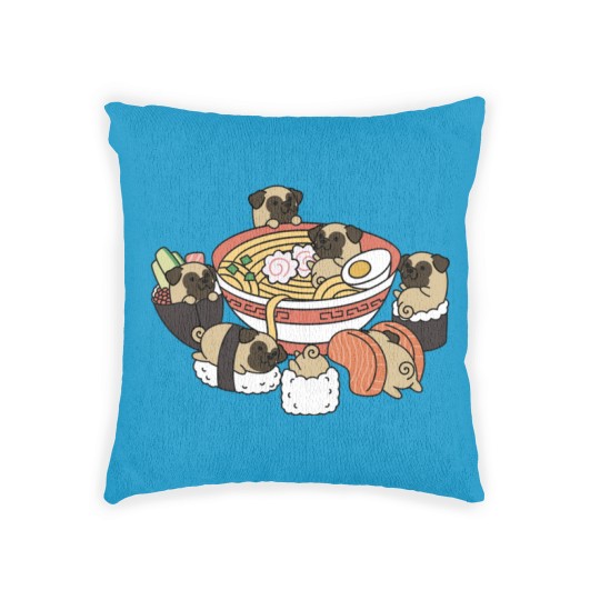 Discover Pug Ramen Sushi - Pug - Woven Pillows