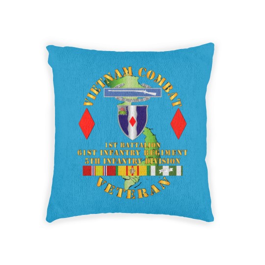 Discover Vietnam Combat Vet - 1st Bn 61st Infantry - 5th Inf Div SSI - Vietnam Combat Vet 1st Bn 61st Infan - Woven Pillows