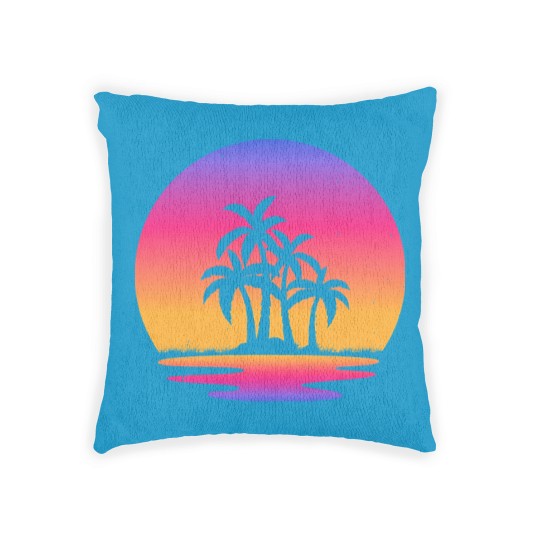 Discover Retro Sunset Retrowave Lake Sunsetby retrohub Woven Pillows
