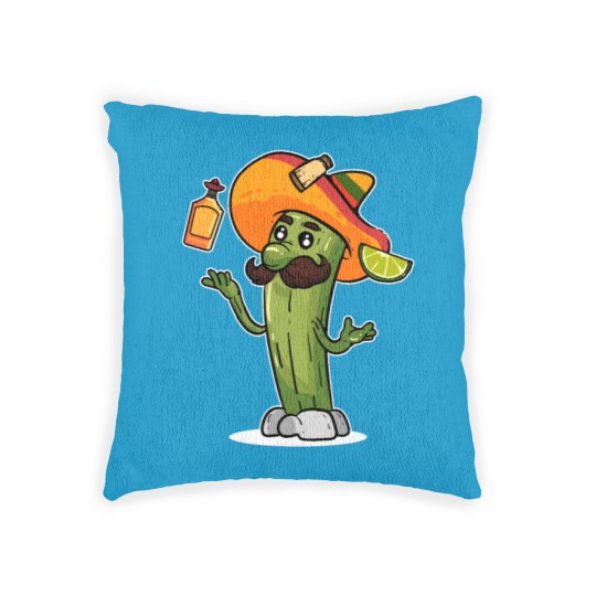 Discover Funny Mexican Cactus Juggles Tequila Cinco de Woven Pillows