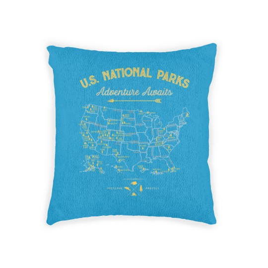 Discover National Parks Map Camping Women Men Hiking 7186 Woven Pillows