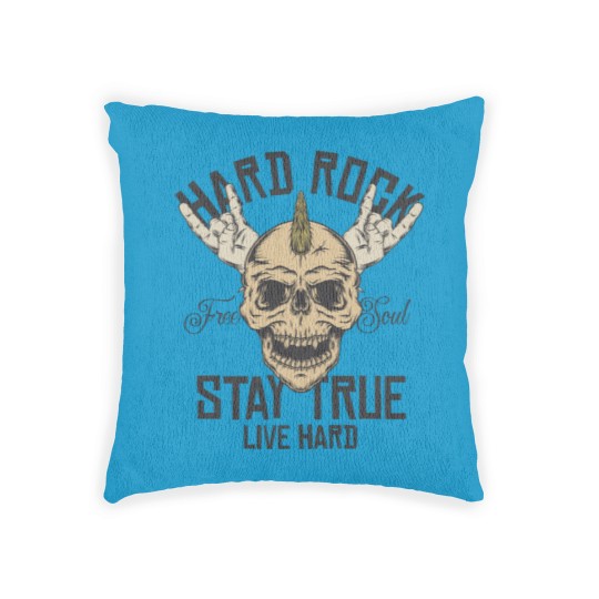 Discover Hard Rock Stay True Live Hard Rockstar Heavy Metal Woven Pillows